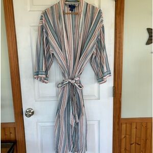 Towncraft Vintage Multi Colored Stripes  Mid-Calf Wrap Robe Unisex OS